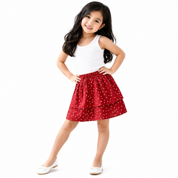 Maroon Polka Dot Flared Skirt