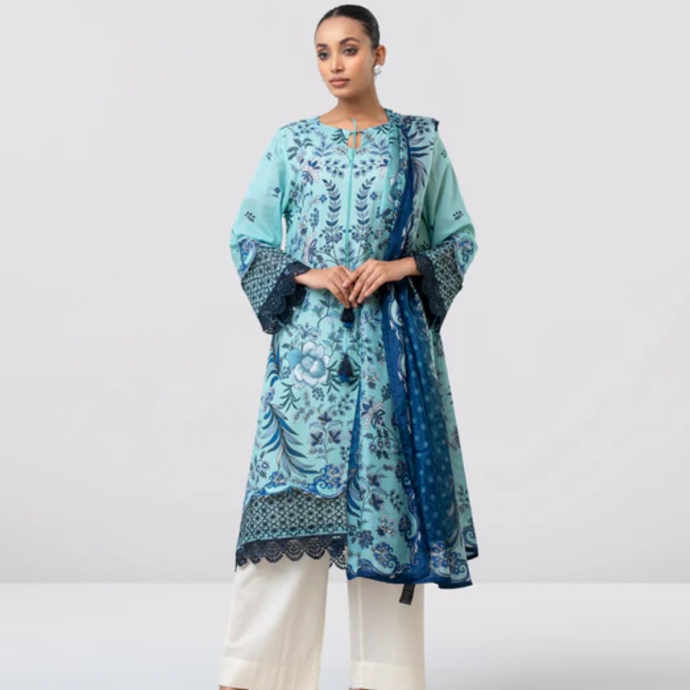 Smart Fit Printed Two-Piece Lawn with Silk Dupatta