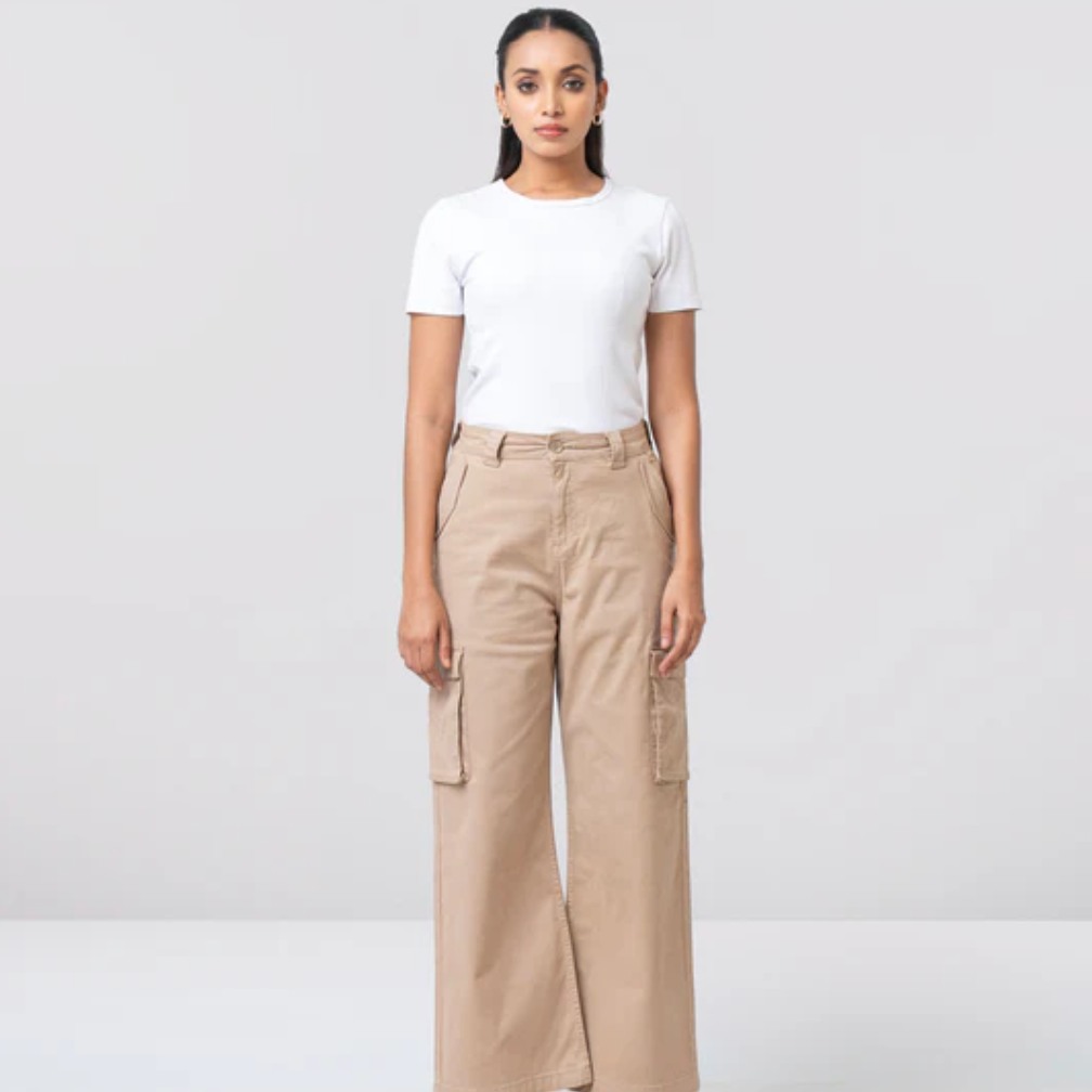 Wide Leg Cargo Twill Pant Modern Street Style Fashion