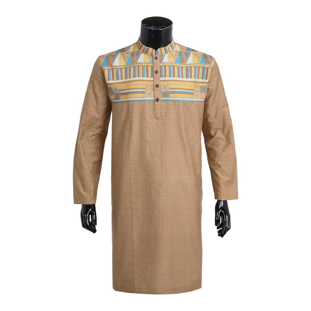Camel Brown Silk Panjabi